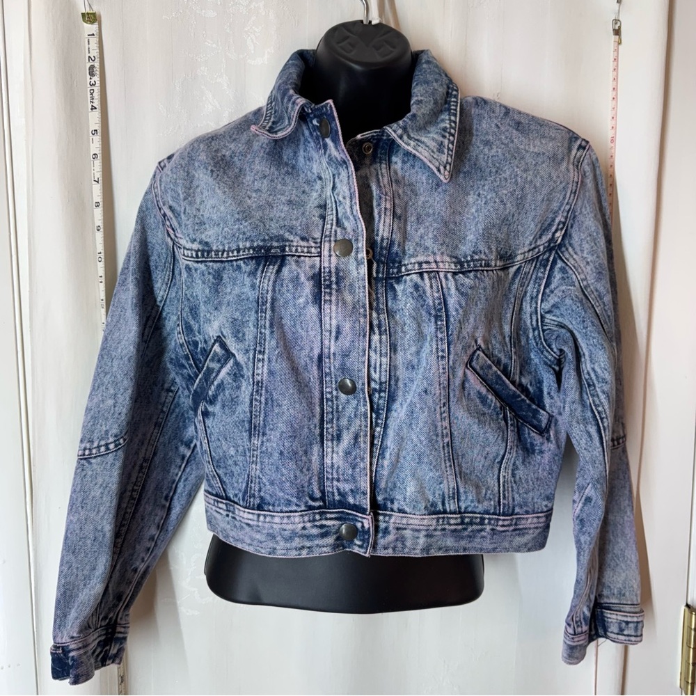 Vintage Women's YR Acid Washed Jean Cropped Jacket